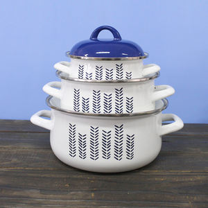 Ensemble de casseroles à soupe <span class=keywords><strong>en</strong></span> émail, nouveau Design, de couleur bleue, pour la maison, 3 pièces - Product Image 3