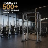 Rack de musculation multifonctionnel Smith Machine avec barre de 2 pouces à roulements à billes linéaires commerciaux et système de sécurité à verrouillage automatique