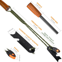 Allume-feu en magnésium massif confortable avec manche en bois, 10*100 mm, kit d'allumage de feu de survie d'urgence pour le camping et le barbecue