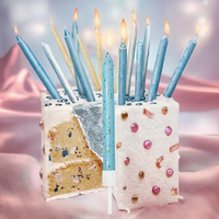 Ensemble de bougies d'anniversaire, 12 supports, 7,5 cm, plastique pailleté, utilisation en intérieur, décorations pour gâteaux