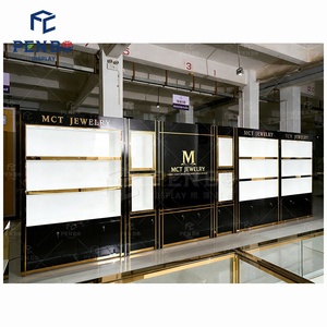 Vitrina de Joyería de Vidrio Personalizada de Fábrica China, Vitrina de Joyería de Lujo Negra y Dorada con Cerradura, Diseño de Mesa de Exhibición de Joyería - Product Image 2