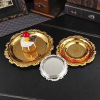 Zilveren gouden ijzeren dienblad glanzende plaat voor decoratie ornamenten buffet fruit cake feestbenodigdheden dessert diversen opbergborden