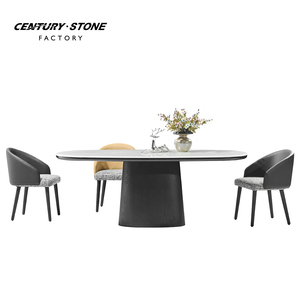 Bàn ăn Centurystone hiện đại và sang trọng, mặt bàn đá cẩm thạch tự nhiên, chân gỗ, bàn ăn dài, nội thất cho nhà bếp - Product Image 1