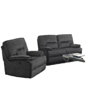Juego de Sofás de Cuero Reclinables Manuales Modernos Frank Furniture 3+2+1 con Consola y Portavasos Extraíble, Apto para Sala de Estar - Product Image 3