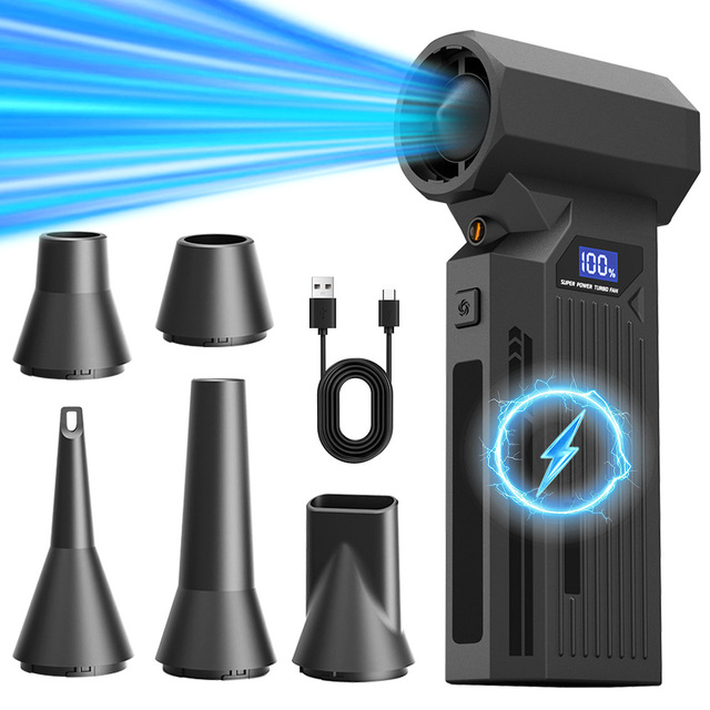 High Efficiency Compressed Air Duster Brushless Motor Air Blower  Fan Rechargeable Portable Mini Air Duster Blower LED