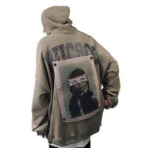 Vente en gros Pull à capuche vintage pour hommes Poids lourd Épaule tombante OEM Designer Lettre Imprimer Col à capuche Plus Size - Product Image 3