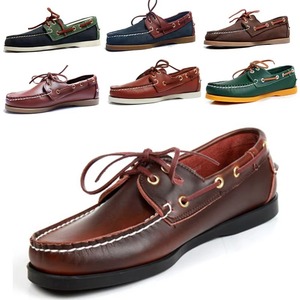 Chaussures bateau rétro pour hommes et femmes, mocassins de navigation à lacets, dessus en cuir de vachette première couche, semelle extérieure en caoutchouc cousue, respirantes - Product Image 1