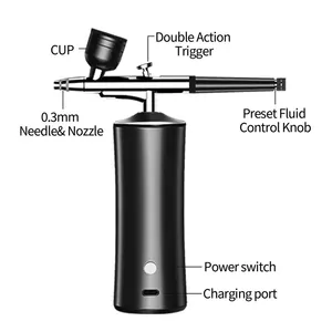 Compressor de aerógrafo portátil para maquiagem, arte em unhas, decoração de bolos, barbeiro, sem fio, compatível com aerógrafo