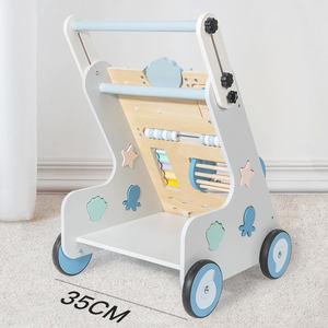 <span class=keywords><strong>Chariot</strong></span> de <span class=keywords><strong>marche</strong></span> multifonctionnel Montessori en <span class=keywords><strong>bois</strong></span> sur le thème des animaux marins avec tableau d'activités et jouet sensoriel pour tout-petits - Product Image 3