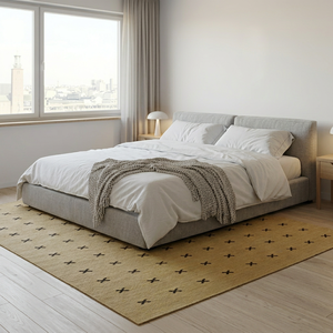 Scandinavian Geometric Handmade Minimalist Area Rug Rectangle Flatweave Wool Non-Slip <b>Thin</b> Bedroom Cross Pattern for Home Use - Product Image 1