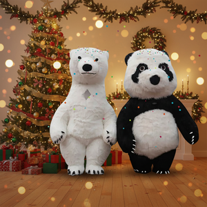 Costume da Mascotte Gigante a Pelo Lungo 2.2M 2.6M 3M Stile Cartone Animato Carino Panda Orso Bianco Costume Gonfiabile Animale per Eventi Natalizi - Product Image 1