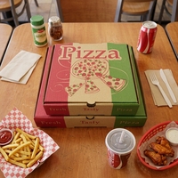 Caja de Pizza con Logotipo Personalizado, Embalaje de Cartón Corrugado de Alta Calidad, Portátil e Impresión en Relieve