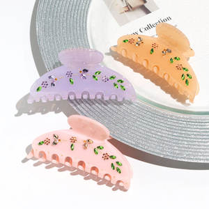 XinMei marchio di lusso 4 pollici pinza per capelli strass ciliegia fermaglio per capelli di design cristalli morsetto per capelli festa dolce acetato pinza - Product Image 4