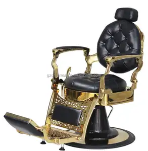 DREAMSALON Vintage hitam dan emas kursi Salon furnitur Tuffed konstruksi untuk Salon tugas berat kursi tukang cukur mewah