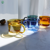 Anpassbare 8oz 250ml Doppelwandige Borosilikatglas-Kaffeetassen Individuell Gefärbte Trinkgläser Wasser-Teetasse mit Henkel