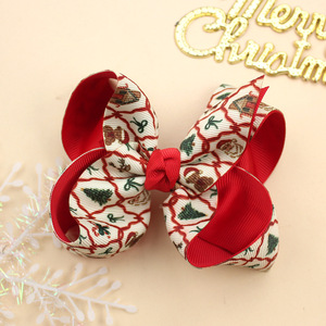 Usine en gros 4 pouces acétate doux Double couche noël filles arc pinces à cheveux pain d'épice père noël bonbons chapeaux - Product Image 6