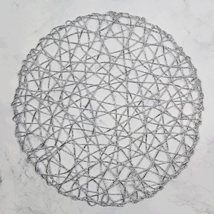 Tovaglietta Rotonda in Carta Traforata Tabletex 38cm, Tovaglietta Glitterata Gialla Intrecciata - Product Image 5