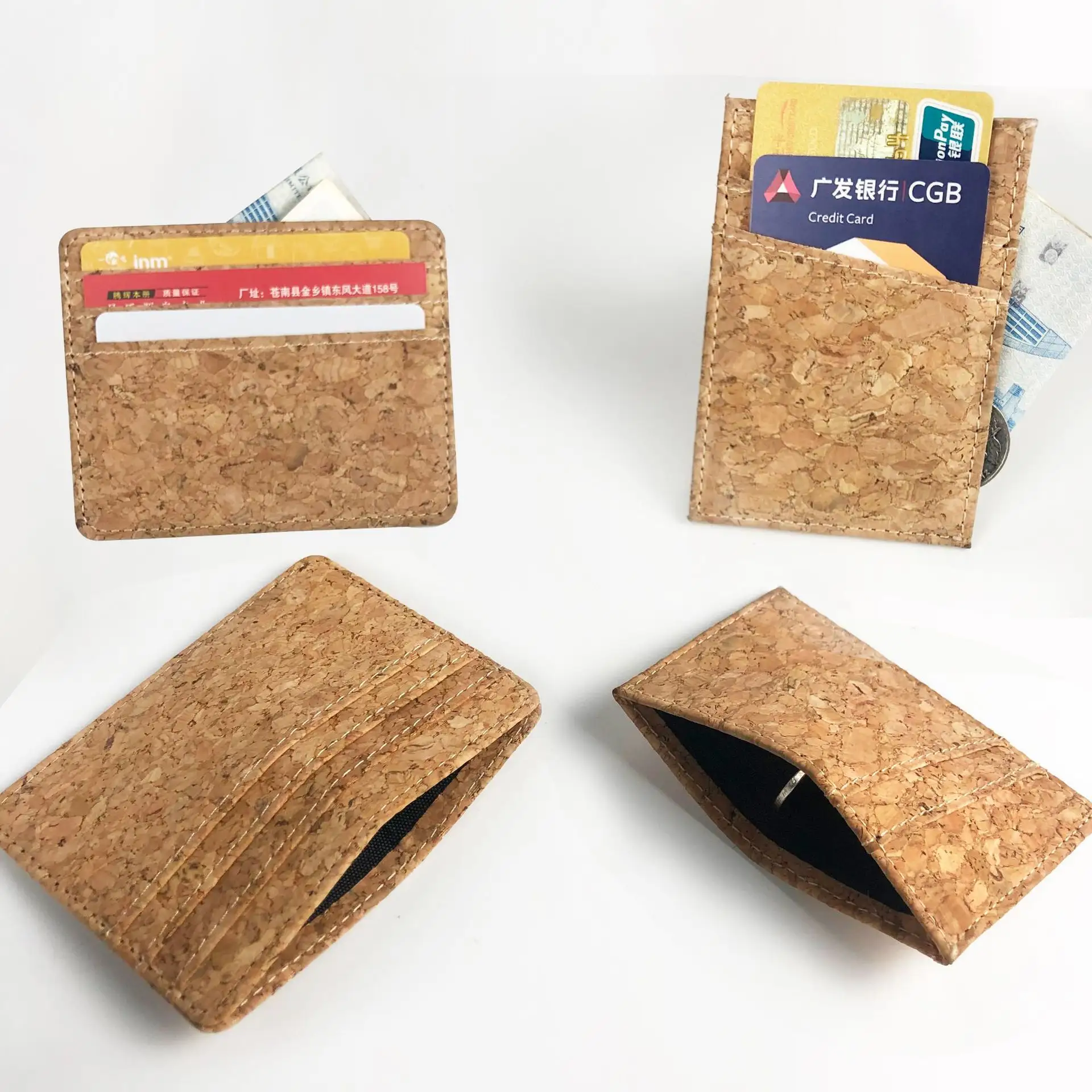 2022 Front Pocket slim soft cork wood card holder Men's wallet Card Holder unisex small short business ID card holder wallet