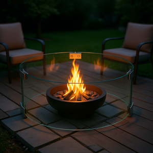 Protector de Llama D0100HRXFL6 de 17 x 17 x 6 Pulgadas, Vidrio Templado Transparente, Resistente al Viento, para Fogatas de Gas Propano al Aire Libre, Estilo Moderno - Product Image 2