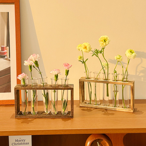 Minimalisti scher quadratischer Glas blumentopf mit Holz ständer für den Heim-und Desktop-Gebrauch Langlebige Vermehrung station - Product Image 2