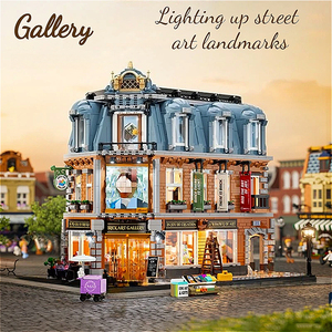 L9085 2025 galleria d'arte di piccola città Street View City modello con assemblaggio di luce giocattoli stampa completa regali per bambini blocchi di costruzione set - Product Image 2