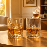 Verre à whisky gaufré vertical de qualité supérieure, fabriqué à la machine, en cristal transparent, personnalisable, vente en gros usine, compatible lave-vaisselle, pour bar, hôtel, maison
