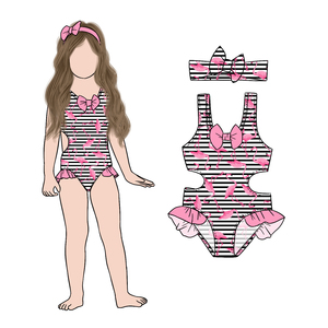 Vente chaude Été Cool et Doux Flamingo Imprimé Filles Maillots <span class=keywords><strong>De</strong></span> <span class=keywords><strong>Bain</strong></span> Ensemble avec <span class=keywords><strong>Bandeau</strong></span> pour Enfants - Product Image 4