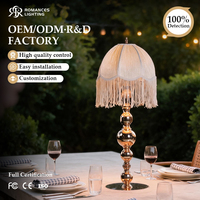 Lampe à franges vintage de luxe, éclairage LED rechargeable, centre de table pour mariage, support de fleurs pour la décoration d'événements et de fêtes