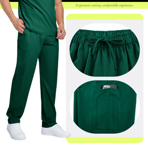Men's Scrub Set Quick Dry Short Sleeve V Neck Two Piece Uniform Workwear Green - Product Image 2
