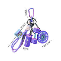Porte-clés haltère avec plaque de poids - Impression UV style anime, accessoires de gym, breloques de sac unisexe aux couleurs vives