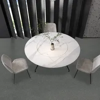 BKX-Mesa de cerámica con patas de Base de aluminio para comedor, mesa redonda giratoria de mármol para restaurante al aire libre