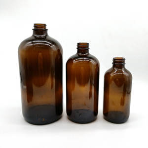 Factory Sell Boston Round 1/2oz 2oz 4oz 8oz 16oz 32oz Amber Glass <strong>Bottles</strong> With Screw Cap - Product Image 4