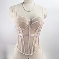 Corsé de malla transparente sexy para mujer, elegante top corto moldeador de cintura, bustier para chicas, ropa de noche, top corto, moldeador de cuerpo para mujer