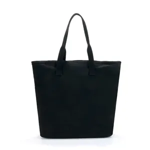 Sac fourre-tout en toile de couleur unie personnalisé avec doublure en coton et fermeture à glissière pour les voyages quotidiens toutes saisons - Product Image 3