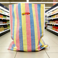 Sac en polypropylène à rayures colorées avec poignée, sac de courses tissé en PP pour le marché africain du Ghana, de la Mauritanie, du Congo et du Togo