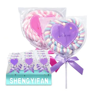 Wholesale custom giant swirl cartoon Marshmallow Lollipop cotton candy