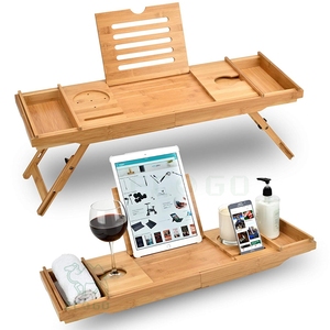 Multi-Functional Bamboo <b>Bathtub</b> <b>Caddy</b> with Phone Holder - Product Image 2