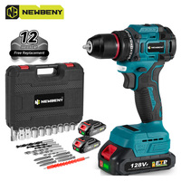 Perceuse à percussion sans balais 128 V, mandrin à clé 3/8 po, kit 2 batteries pour bois, métal, béton