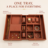 Boîte de rangement carrée en cuir personnalisée pour colliers, idéale pour l'organisation de bijoux dans la garde-robe et le placard