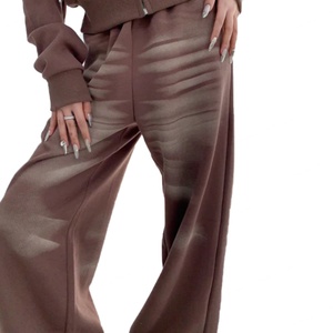 Pantalon de survêtement décontracté pour homme, taille haute, coupe ample, effet délavé, style vintage, couleur cendré, avec sweat à capuche court et pantalon boyfriend décontracté – Vente en gros - Product Image 6