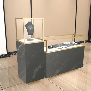 Vetro display del contatore dei monili vetrina dei monili del metallo del basamento del display per negozio di gioielli display
