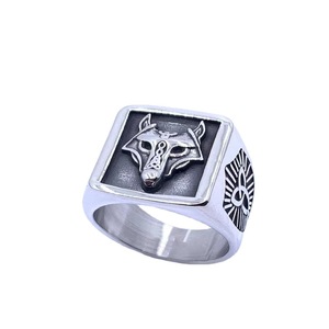 Anillo de zorro para hombre, acero inoxidable, diseño de animales, joyería de regalo plateada retro 216016 - Product Image 5