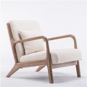 רהיטים עץ כיסא Suppliers-אמצע המאה מבטא מודרני כיסא מעץ מרופד טרקלין זרוע קטיפה כיסא בד כיסא בודד ריהוט