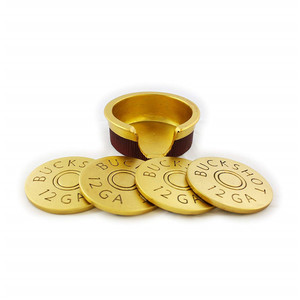 Conjunto de 5 Porta-Copos de Poliresina/Resina em Formato de Cartucho de Espingarda Calibre <span class=keywords><strong>12</strong></span> com Base para Decoração de Man Cave - Product Image 5