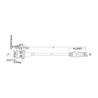 Connecteur automobile M12 8 broches X-Code femelle à montage frontal vers câble adaptateur RJ45 8P8C avec contacts en alliage de cuivre blindés, indice de protection IP67