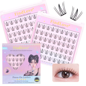 Private Label 54 Stück Klebefreie Wimpern Luftige Press-On Wimpern C-Curl 9-11mm Kein Kleber Nötig Cluster-Wimpern - Product Image 1