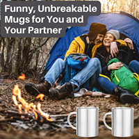 Tasses à café en acier inoxydable à double paroi avec poignée, personnalisables avec logo, 200 ml, 300 ml, 400 ml, 500 ml, pour le camping et la randonnée