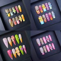 50 styles de collection d'ongles transfrontalière européenne et américaine # 1 Kit de faux ongles à presser, couvrance totale, vente en gros