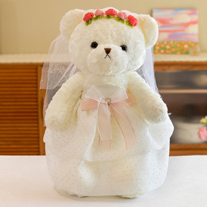 Abito da sposa orsacchiotto peluche giocattolo divano papillon coccole grandi coppie nuziali orsacchiotto bambola amante regalo per bambini giocattoli di peluche - Product Image 4
