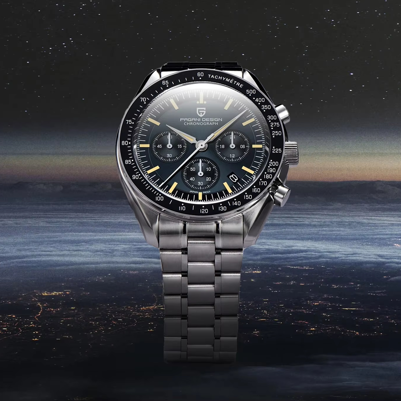 Pagani Design クロノグラフ ブラック PD-1701 Pagani Design PD-1701 | Seiko VK63 | Sapphire Crystal
